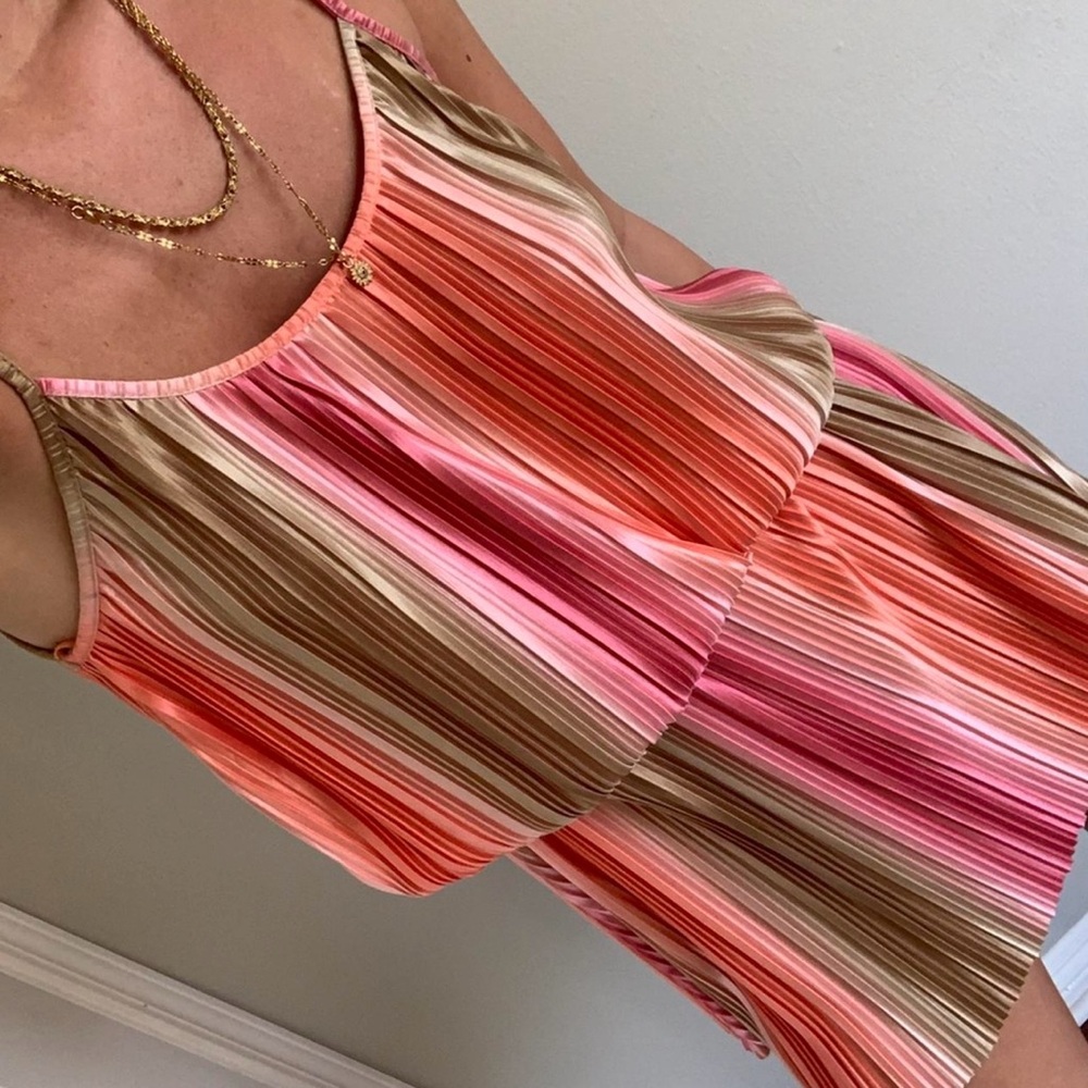 Zara Striped Ombré Pleated Mini Dress with Straps